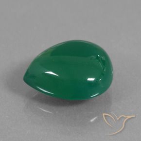 Agate Vert profond moyen naturelle En forme de poire, 7.09 ct, Translucide
