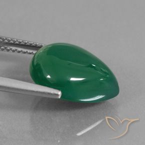 Agate Vert profond moyen naturelle En forme de poire, 7.09 ct, Translucide