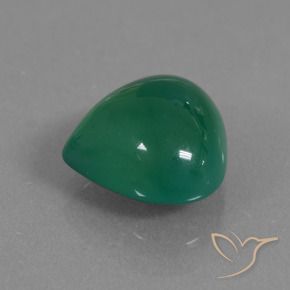 Agate Vert profond moyen naturelle En forme de poire, 7.28 ct, Translucide
