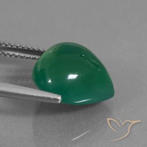 Agate Vert profond moyen naturelle En forme de poire, 7.28 ct, Translucide