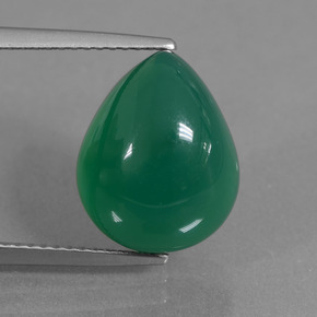 Agate Vert chaud naturelle En forme de poire, 7.29 ct, Translucide