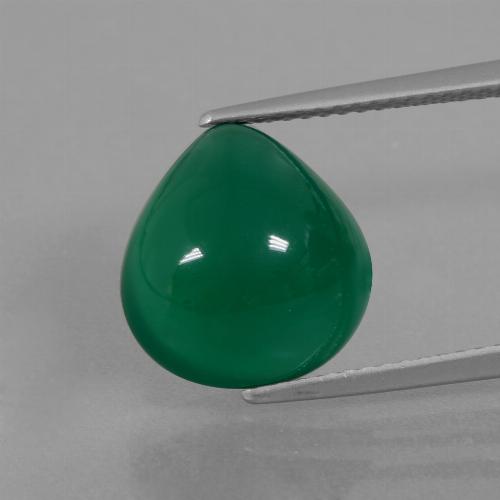 Agate vert naturelle en forme de poire, 6,45 ct, translucide