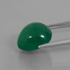 Agate vert naturelle en forme de poire, 6,45 ct, translucide
