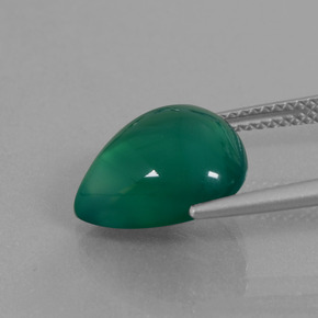 Agate vert naturelle en forme de poire, 5,89 ct, translucide