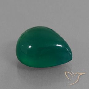 Agate Vert foncé moyen naturelle En forme de poire, 6.87 ct, Translucide