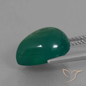 Agate Vert foncé moyen naturelle En forme de poire, 6.87 ct, Translucide