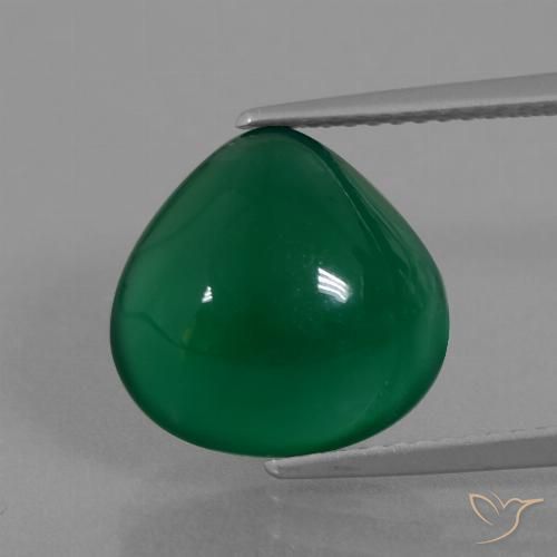 Agate Vert moyen naturelle En forme de poire, 6.83 ct, Translucide