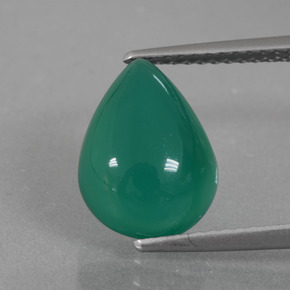 Agate Vert naturelle En forme de poire, 3.72 ct, Translucide