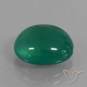 Agate Vert profond moyen naturelle ovale, 3.83 ct, Translucide