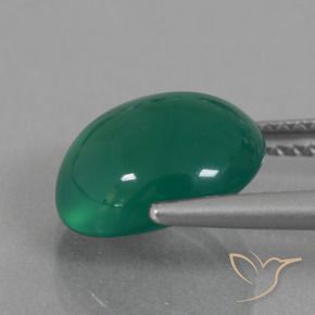 Agate Vert profond moyen naturelle ovale, 3.83 ct, Translucide