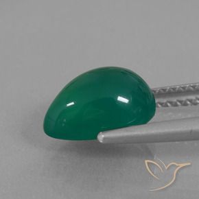 Agate Vert naturelle En forme de poire, 2.54 ct, Translucide