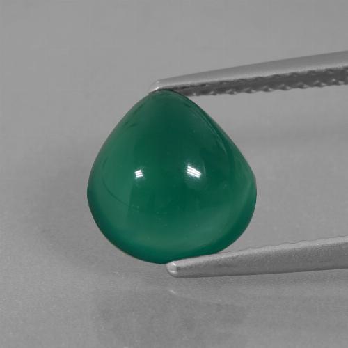 Agate Vert foncé moyen naturelle En forme de poire, 2.26 ct, Translucide