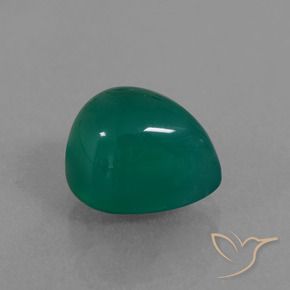 Agate Vert foncé moyen naturelle En forme de poire, 2.81 ct, Translucide
