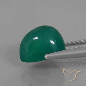 Agate Vert foncé moyen naturelle En forme de poire, 2.81 ct, Translucide
