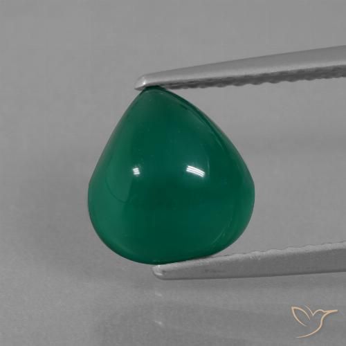 Agate Vert foncé moyen naturelle En forme de poire, 2.47 ct, Translucide
