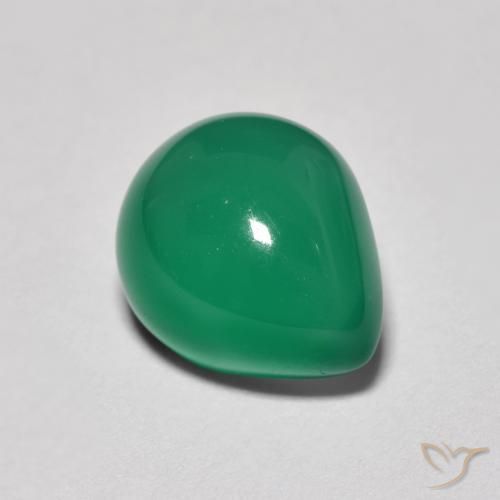Agate Vert profond moyen naturelle En forme de poire, 2.67 ct, Translucide