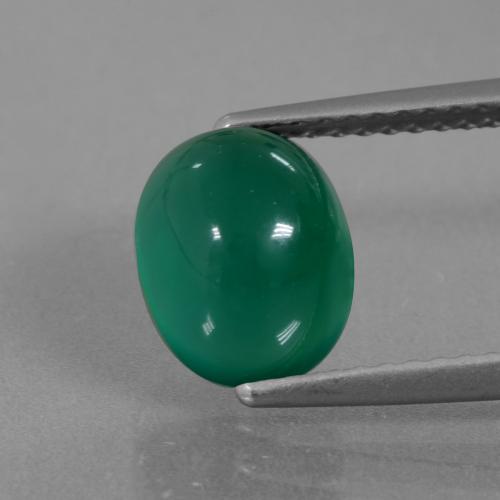 Agate vert naturelle coupe ovale, 2,66 ct, translucide