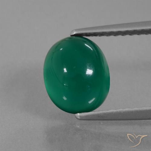 2.46ct Naturel Vert profond moyen Agate, ovale, Translucide