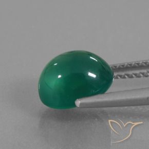 Agate Vert profond moyen naturelle ovale, 2.46 ct, Translucide