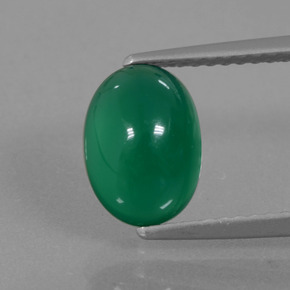 Agate vert naturelle coupe ovale, 1,98 ct, translucide