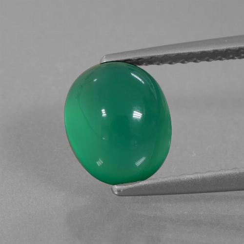 Agate vert naturelle coupe ovale, 2,52 ct, translucide