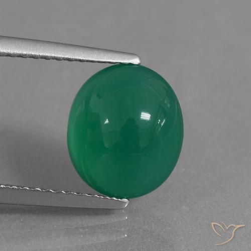 2.81ct Naturel Vert moyen Agate, ovale, Translucide, Photo A
