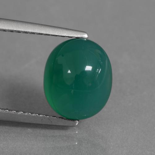Agate vert naturelle coupe ovale, 2,91 ct, translucide