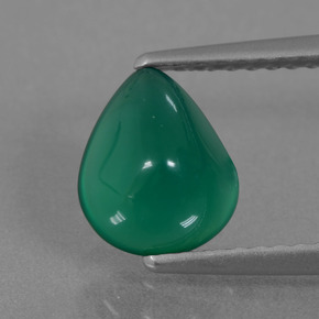 Agate vert naturelle en forme de poire, 1,57 ct, translucide