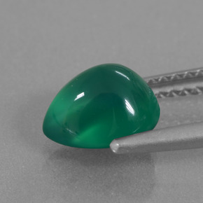 Agate vert naturelle en forme de poire, 1,57 ct, translucide