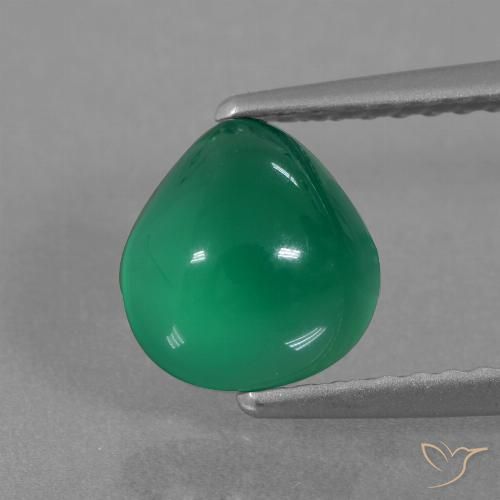 1.63ct Naturel Vert moyen Agate, En forme de poire, Translucide