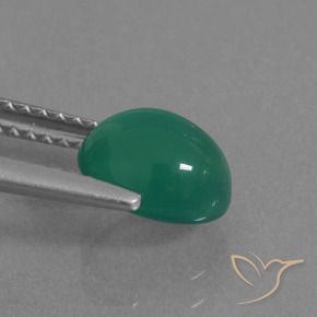 Agate Vert moyen naturelle ovale, 1.57 ct, Translucide