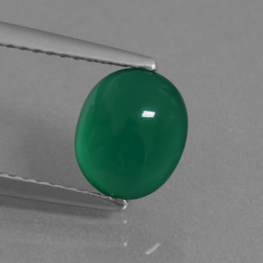 Agate vert naturelle coupe ovale, 1,56 ct, translucide