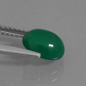Agate vert naturelle coupe ovale, 1,56 ct, translucide