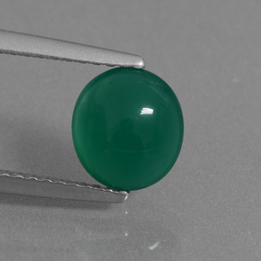 Agate vert naturelle coupe ovale, 1,46 ct, translucide