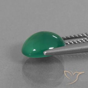 Agate Vert moyen naturelle ovale, 2.69 ct, Translucide