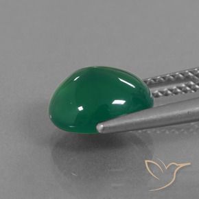 Agate Forêt verte naturelle ovale, 2.77 ct, Translucide