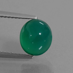 Agate vert naturelle coupe ovale, 2,42 ct, translucide