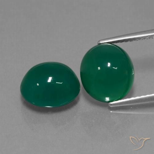 7.49ctw Naturel Forêt verte Agate, ovale, Translucide, Photo A