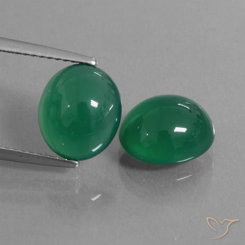 5.95ctw Naturel Forêt verte Agate, ovale, Translucide