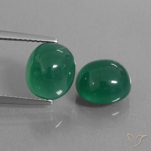 6.41ctw Naturel Forêt verte Agate, ovale, Translucide