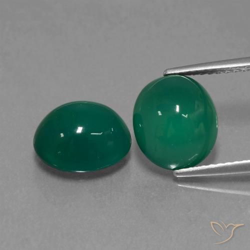 7.06ctw Naturel Vert profond moyen Agate, ovale, Translucide