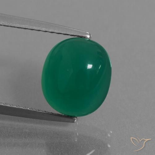 3.48ct Naturel Vert profond moyen Agate, ovale, Translucide