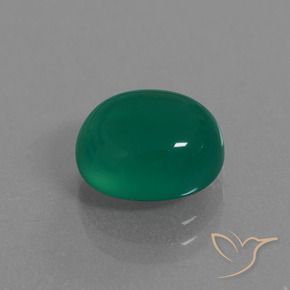 Agate Vert profond moyen naturelle ovale, 3.48 ct, Translucide