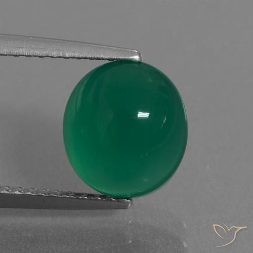 Agate Forêt verte naturelle ovale, 3.20 ct, Translucide