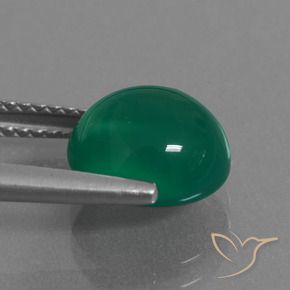Agate Forêt verte naturelle ovale, 3.20 ct, Translucide