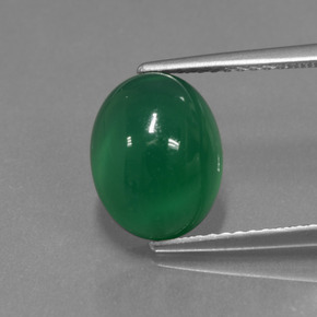 Agate vert naturelle coupe ovale, 3,82 ct, translucide
