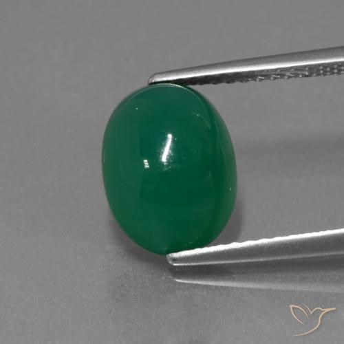 3.49ct Naturel Vert profond moyen Agate, ovale, Translucide
