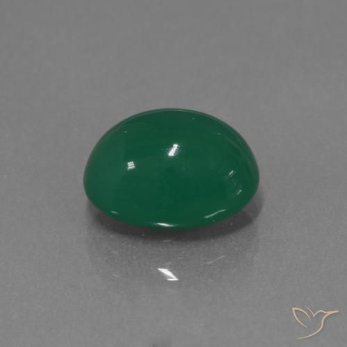 Agate Vert profond moyen naturelle ovale, 3.49 ct, Translucide