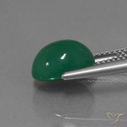 Agate Vert profond moyen naturelle ovale, 3.49 ct, Translucide