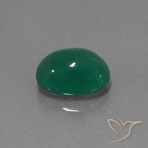 Agate Forêt verte naturelle ovale, 3.11 ct, Translucide